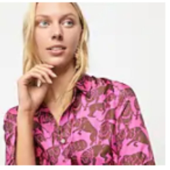 J.Crew Silk Shirt in Lions Print 14 - Picture 8 of 10